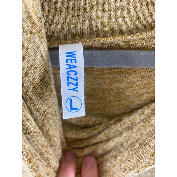 Weaczzy Long Sleeve Cowl Neck Lightweight Stretchy Gold Sweater Button Size L - Picture 4 of 6